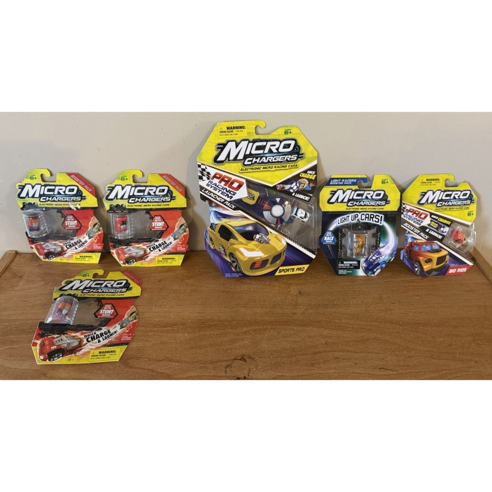 MICRO CHARGERS PRO RACING SYSTEM LAUNCHER PACK w/3 STUNT, 1 Big Rig, 1 Light Up